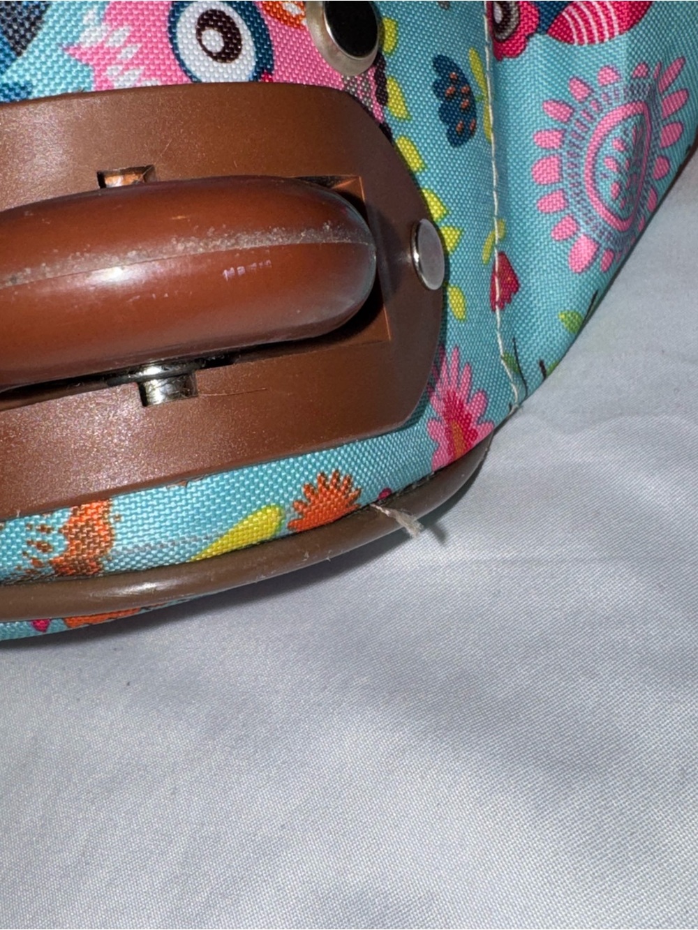 Lily Bloom Owl Rolling Carry On Luggage Bag Weekender Tote Retractable Handle - Picture 11 of 16